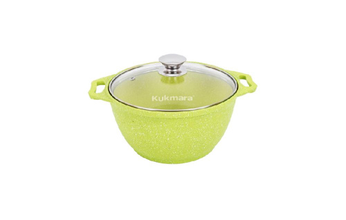 Кастрюля 2 л с антипригарным покрытием со стеклянной крышкой, Kukmara (Trendy style lime), к21tsl
