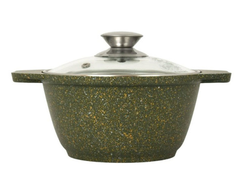 Кастрюля 1 л с антипригарным покрытием со стеклянной крышкой, Kukmara (Trendy style malachite), к11tsml