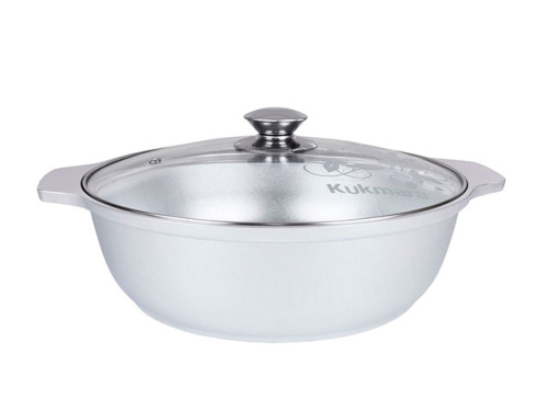 Кастрюля-жаровня 3 л с антипригарным покрытием со стеклянной крышкой, Kukmara (Granit Ultra Blue), ж34