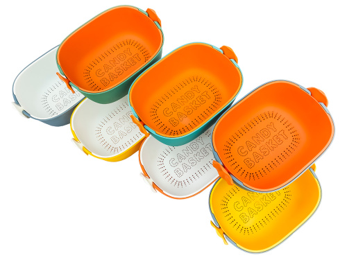 Дуршлаг с миской 2 в 1 овальный, пластиковый, 2.5 л, оранжевый/белый