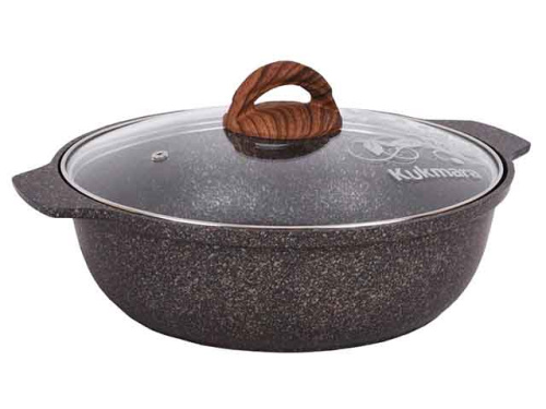 Кастрюля-жаровня 4 л с антипригарным покрытием со стеклянной крышкой, Kukmara (Granit Ultra Original), жго41а