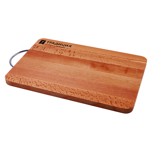 Доска разделочная бук 33x22x1,6см, с металлической ручкой, Традиция 