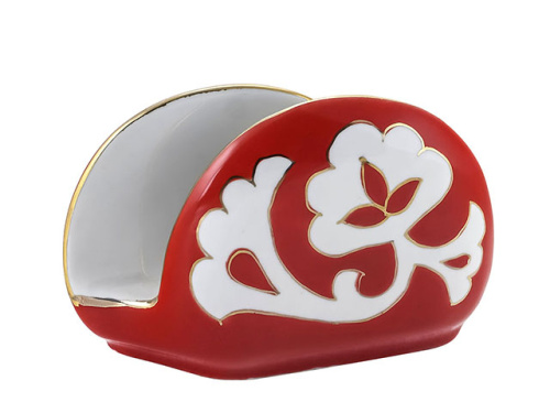 Салфетница Красная Пахта, Turon Porcelain, с золотом