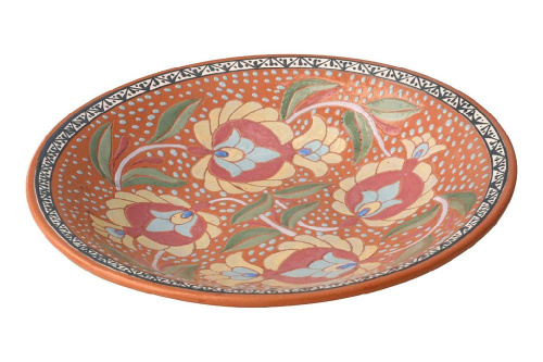 Ляган "Цветы", керамика, диаметр 28 см