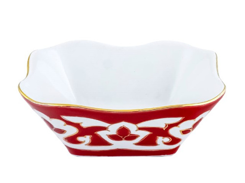 Салатница Красная Пахта, Turon Porcelain, с золотом, Ø 11 см