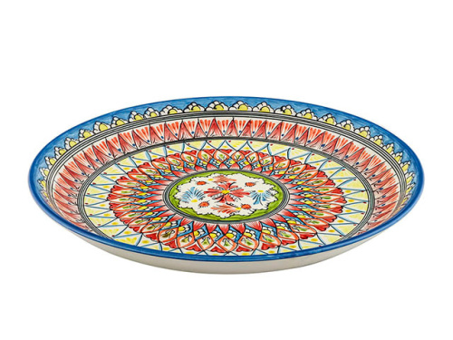 Блюдо Ляган "Риштанская керамика", Синяя мехроб, диаметр 38 см RSN033