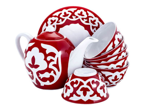 !Чайный сервиз Красная Пахта, Turon porcelain, 8 предметов !Чайный сервиз Красная Пахта, Turon porcelain, 8 предметов
