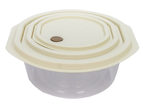 Набор из 3-х пищевых контейнеров с крышкой от 0.5 до 1.6 л, круглые