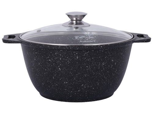 Кастрюля 3 л с антипригарным покрытием со стеклянной крышкой, Kukmara (Темный мрамор), кмт32а