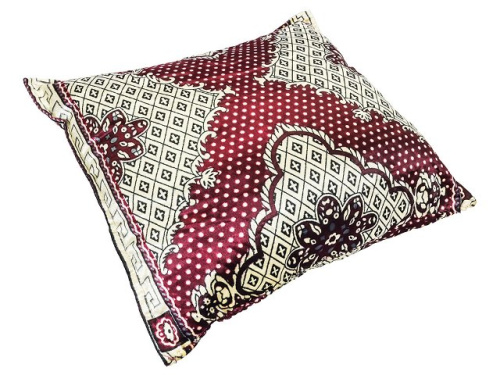 Подушка бархатная (красная с бежевой вышивкой) 50x50