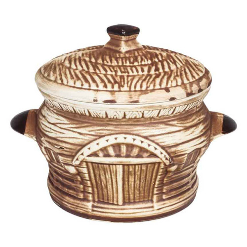 Набор супник 3 л + 4 горшка 0.6 л "Славянская Керамика", Корчма, белый