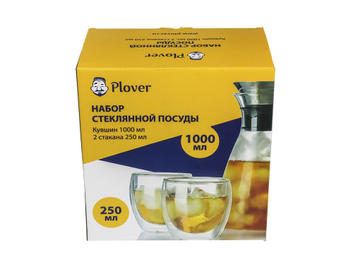 Набор PLOVER стеклянный: графин 1 л со стаканами 2 шт по 0.25 л