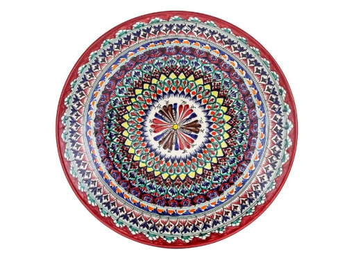 Блюдо Ляган "Риштанская керамика", Красная мехроб, Ø 42 см