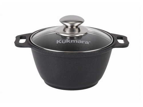 Кастрюля 1 л с антипригарным покрытием со стеклянной крышкой Kukmara (Традиция), к01а