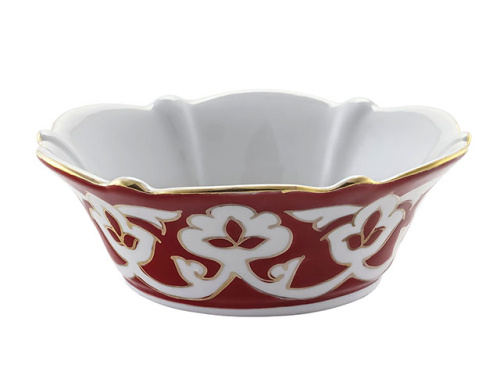 Салатница Красная Пахта, Turon Porcelain, с золотом, Корона, Ø 14 см