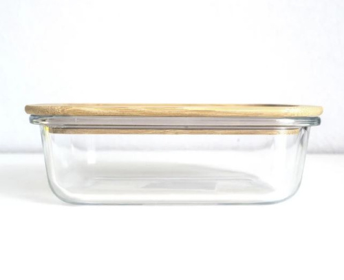 Контейнер стеклянный 1 л прямоугольный с бамбуковой крышкой, TM Appetite Контейнер стеклянный 1 л прямоугольный с бамбуковой крышкой, TM Appetite