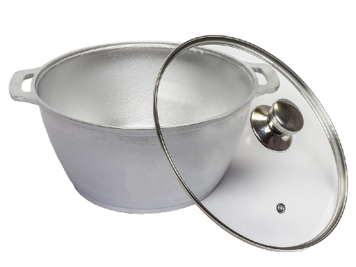 Котел 5л со стеклянной крышкой, (плоское дно) DAVR METALL