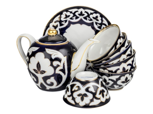 !Чайный сервиз Пахта, Turon porcelain, с золотом, 8 предметов