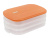 Контейнер с крышкой для хранения и заморозки продуктов на 3 секции, 32х22х13 см, оранжевый