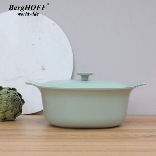 Кастрюля чугунная овальная с крышкой BergHOFF Ron, (зеленая) 5.2 л
