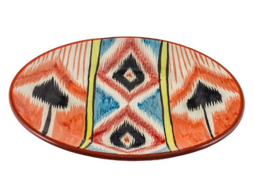 Тарелка Плоская "Риштанская керамика", оранжевая, Ø 23 см