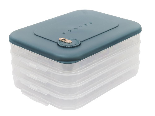 Контейнер с крышкой для хранения и заморозки продуктов на 4 секции, 30х23х14 см, синий