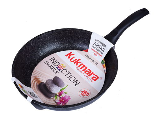 Сковорода 28 см с антипригарным покрытием, Kukmara (Marble Induction Темный мрамор), смти280а