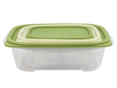 Набор из 3-х пищевых контейнеров с крышкой от 0.5 л до 2 л, прямоугольные, Plover