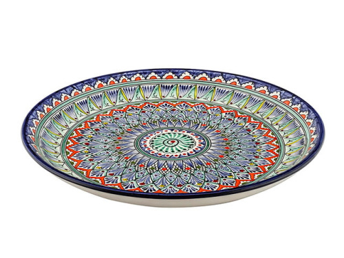 Блюдо Ляган "Риштанская керамика", Синяя мехроб, диаметр 38 см RSN036