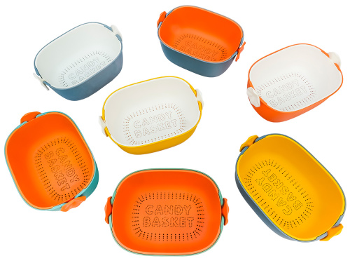 Дуршлаг с миской 2 в 1 овальный, пластиковый, 2.5 л, зеленый/оранжевый