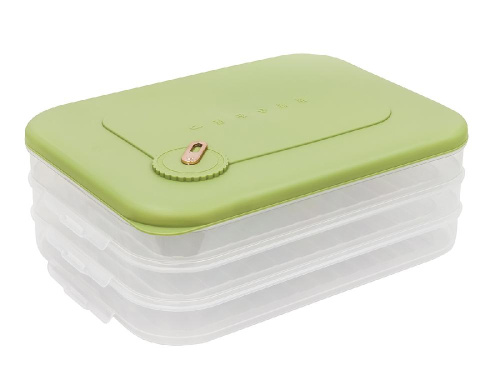 Контейнер с крышкой для хранения и заморозки продуктов на 3 секции, 30х23х11 см, зеленый