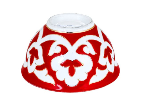 Пиала Красная Пахта, Turon Porcelain, с золотом, Ø 10 см