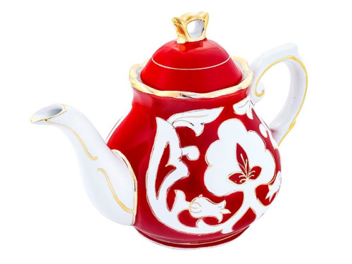 Чайник фигурный Красная Пахта, Turon Porcelain, с золотом, 0.9 л
