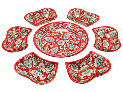 Набор салатников "Риштанская керамика", Красный, 7 предметов