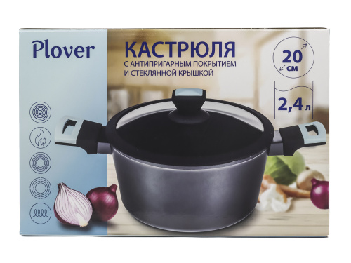 Кастрюля для индукционных плит с крышкой PLOVER, 2.4 л