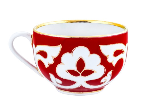 Чашка Красная Пахта, Turon Porcelain, с золотом