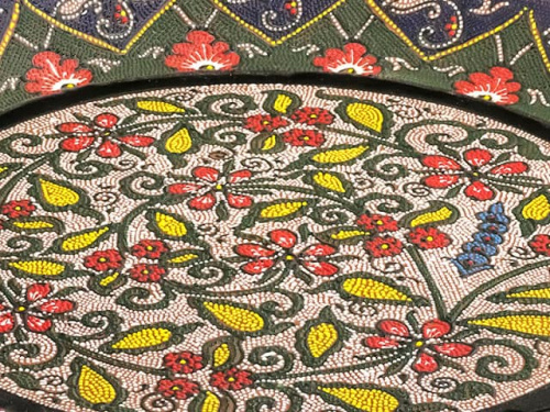 Блюдо Ляган "Риштанская керамика", Точечная роспись, Ø 38 см