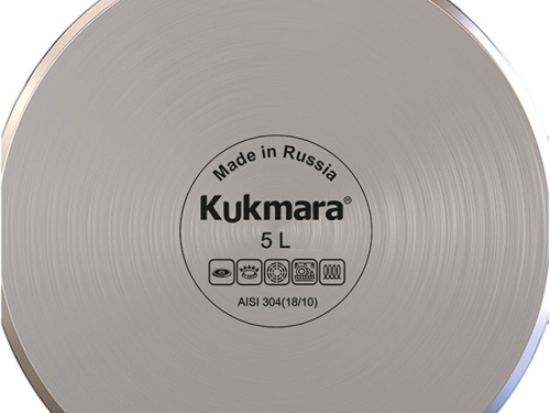 Кастрюля 5 л из нержавеющей стали со стеклянной крышкой, Kukmara (Leon), LN-CA5022G