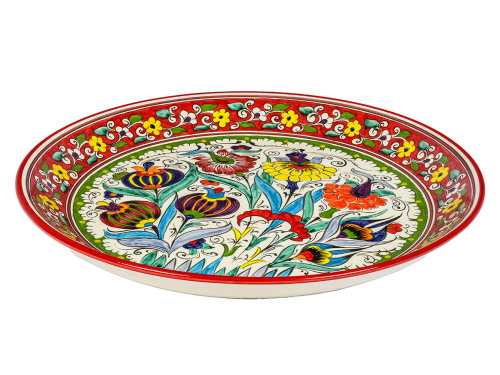 Блюдо Ляган "Риштанская керамика", Турецкий стиль, красный, Ø 38 см