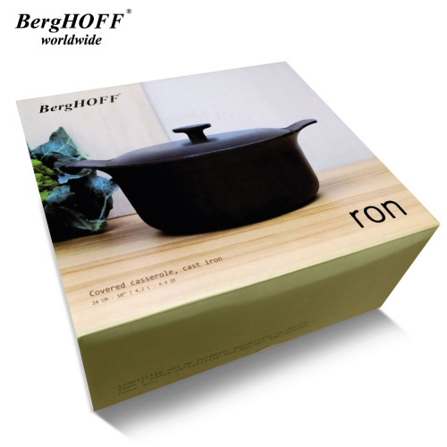 Кастрюля чугунная овальная с крышкой BergHOFF Ron, (черная) 4.2 л