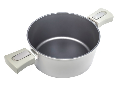 Кастрюля 2.4 л с антипригарным покрытием со стеклянной крышкой, 20 см, Grey, PLOVER