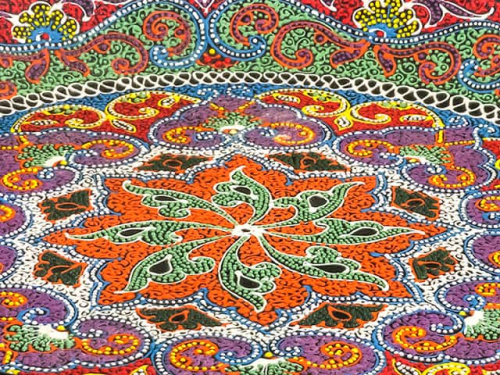 Блюдо Ляган "Риштанская керамика", Точечная роспись, Ø 38 см