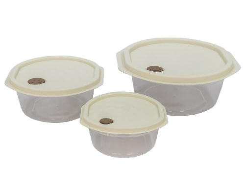 Набор из 3-х пищевых контейнеров с крышкой от 0.5 до 1.6 л, круглые