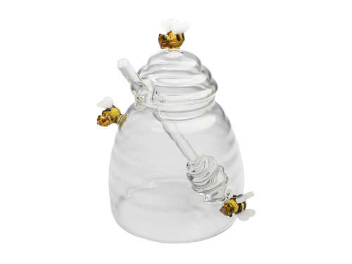 Ёмкость стеклянная с пчёлами для мёда с ложкой, PLOVER, 450 мл