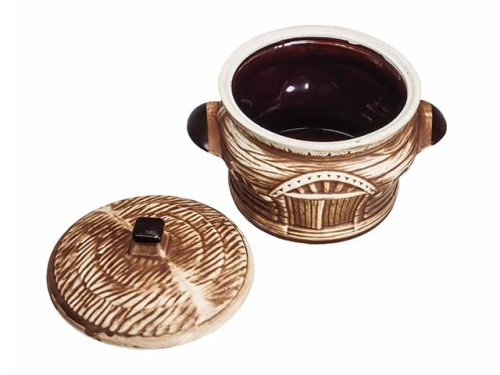 Набор супник 3 л + 4 горшка 0.6 л "Славянская Керамика", Корчма, белый