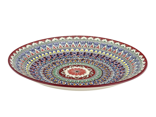 Блюдо Ляган "Риштанская керамика", Красная мехроб, Ø 42 см