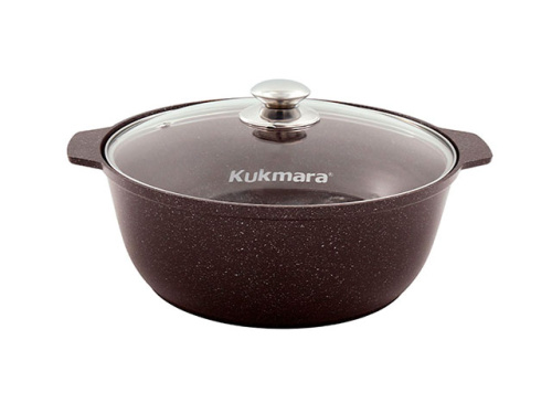Кастрюля-жаровня  5 л с антипригарным покрытием со стеклянной крышкой, Kukmara (Кофейный мрамор), жмк528а