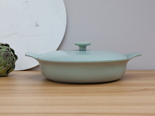 Сотейник чугунный с двумя ручками с крышкой BergHOFF Ron, (зеленый) 28 см