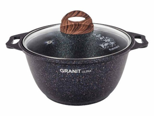 Кастрюля 3 л с антипригарным покрытием со стеклянной крышкой, Kukmara (Granit Ultra Blue), кгг32а
