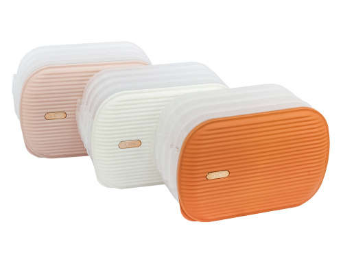 Контейнер с крышкой для хранения и заморозки продуктов на 4 секции, 32х22х16 см, оранжевый